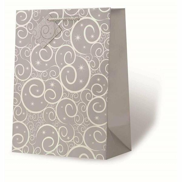 Wrap-Art Silver Swirls - Large Gift Bag with Rope Handle Printed paper Bag with Plastic Rope Handle 17960